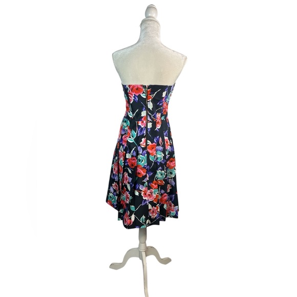 Vintage Express silk strapless floral fairycore fit to flare dress size 8 Whimsy - Picture 2 of 7